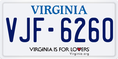 VA license plate VJF6260