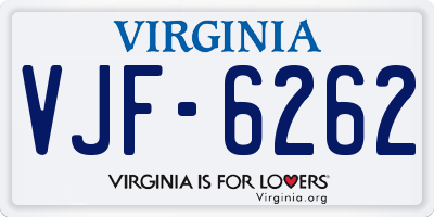 VA license plate VJF6262