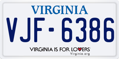 VA license plate VJF6386