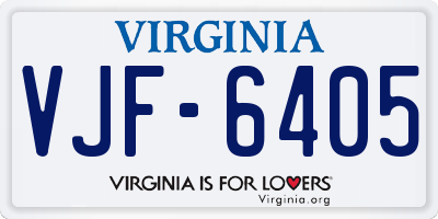 VA license plate VJF6405