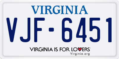 VA license plate VJF6451