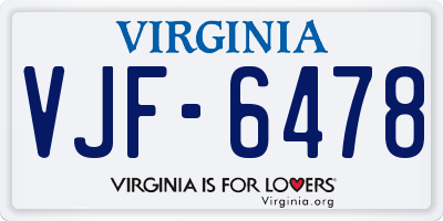 VA license plate VJF6478