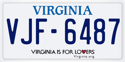 VA license plate VJF6487