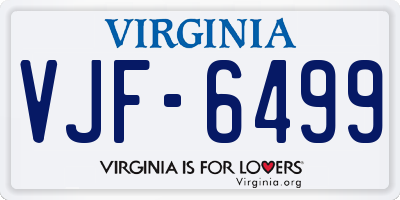 VA license plate VJF6499
