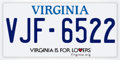 VA license plate VJF6522