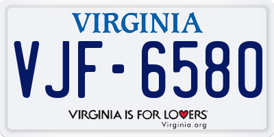 VA license plate VJF6580