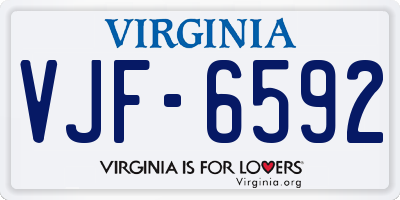 VA license plate VJF6592