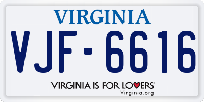 VA license plate VJF6616