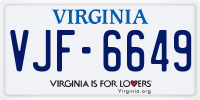 VA license plate VJF6649