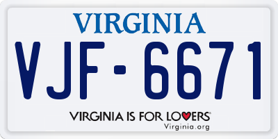 VA license plate VJF6671