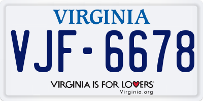 VA license plate VJF6678