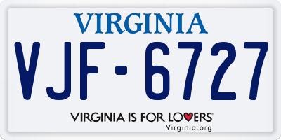 VA license plate VJF6727