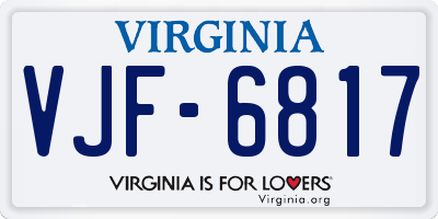 VA license plate VJF6817