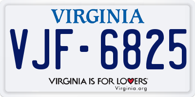 VA license plate VJF6825