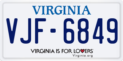 VA license plate VJF6849