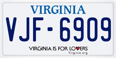 VA license plate VJF6909