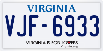 VA license plate VJF6933