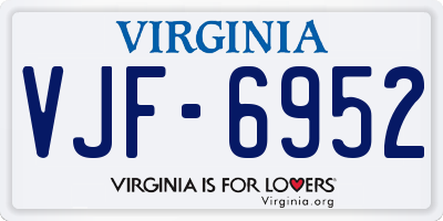 VA license plate VJF6952