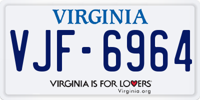 VA license plate VJF6964