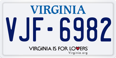 VA license plate VJF6982