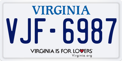 VA license plate VJF6987