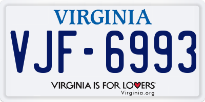 VA license plate VJF6993