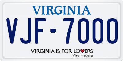 VA license plate VJF7000