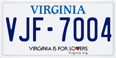 VA license plate VJF7004