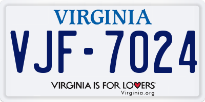 VA license plate VJF7024