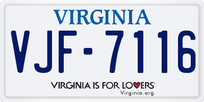 VA license plate VJF7116