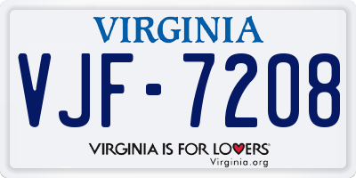 VA license plate VJF7208