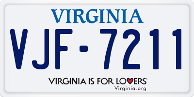 VA license plate VJF7211