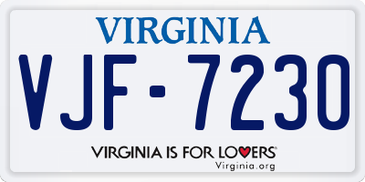 VA license plate VJF7230