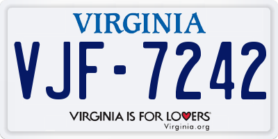 VA license plate VJF7242