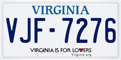 VA license plate VJF7276
