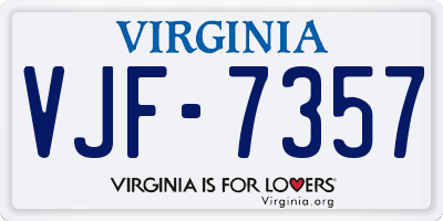 VA license plate VJF7357