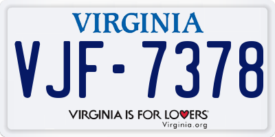 VA license plate VJF7378