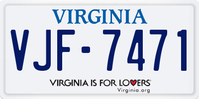 VA license plate VJF7471
