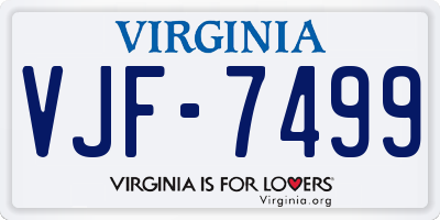 VA license plate VJF7499