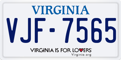 VA license plate VJF7565