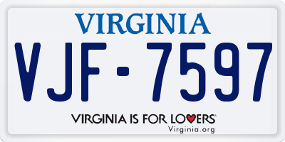 VA license plate VJF7597