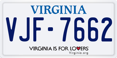 VA license plate VJF7662