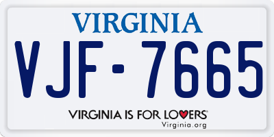 VA license plate VJF7665