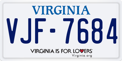 VA license plate VJF7684