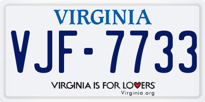 VA license plate VJF7733