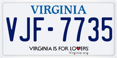 VA license plate VJF7735