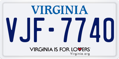 VA license plate VJF7740