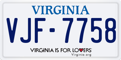 VA license plate VJF7758