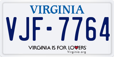 VA license plate VJF7764