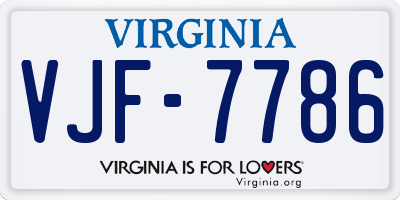 VA license plate VJF7786